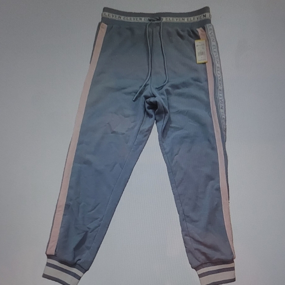 Eleven by Venus Williams Women's Sky Blue and Pink Stripe Courtside Joggers XL - Picture 2 of 6